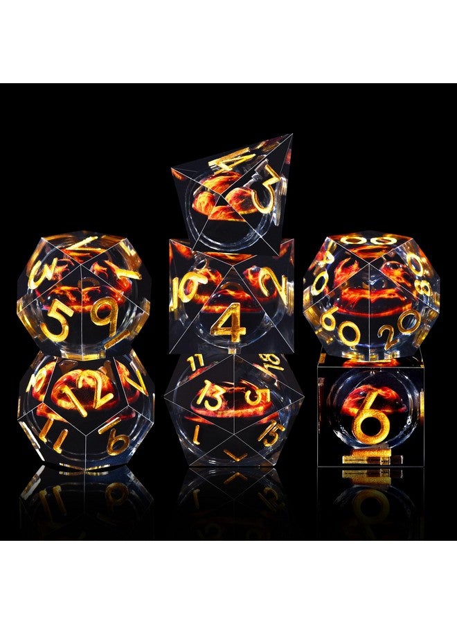 أوستور مجموعة نرد Dnd 7 قطع من نرد التنين الأحمر المصنوع من الراتنج للعب الأدوار D And D D20 D12 D10 D8 D6 D4 ذات الحواف الحادة من Dungeons & Dragons مع حقيبة - Image 3