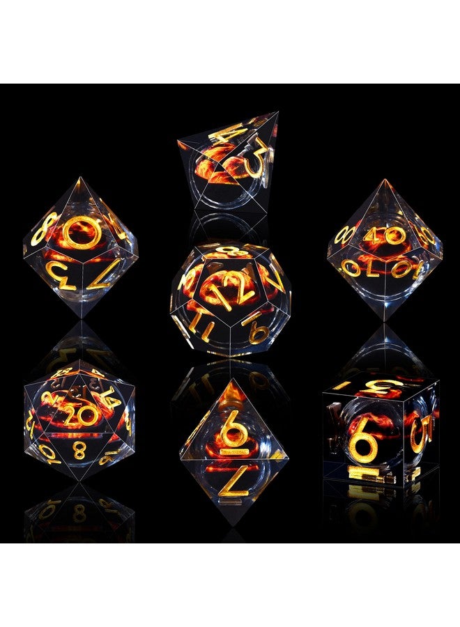 أوستور مجموعة نرد Dnd 7 قطع من نرد التنين الأحمر المصنوع من الراتنج للعب الأدوار D And D D20 D12 D10 D8 D6 D4 ذات الحواف الحادة من Dungeons & Dragons مع حقيبة - Image 4