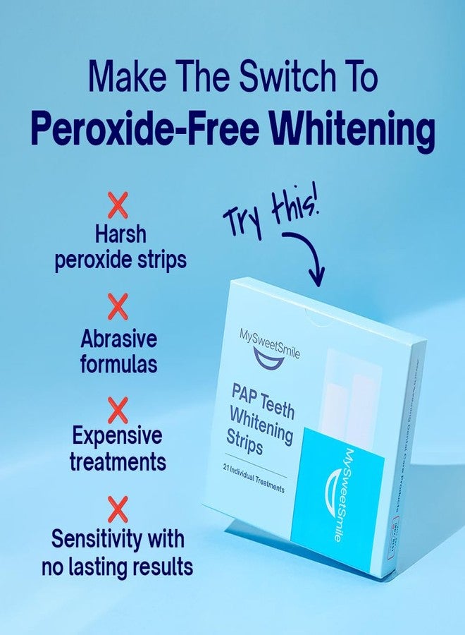 MySweetSmile Pap Teeth Whitening Strips - Enamel-Safe, Sensitivity-Free Formula - 42 Peroxide-Free Whitening Strips - Dentist-Approved - IndyBest Award-Winning Brand - 21 Treatments - Mint Flavour - Image 5