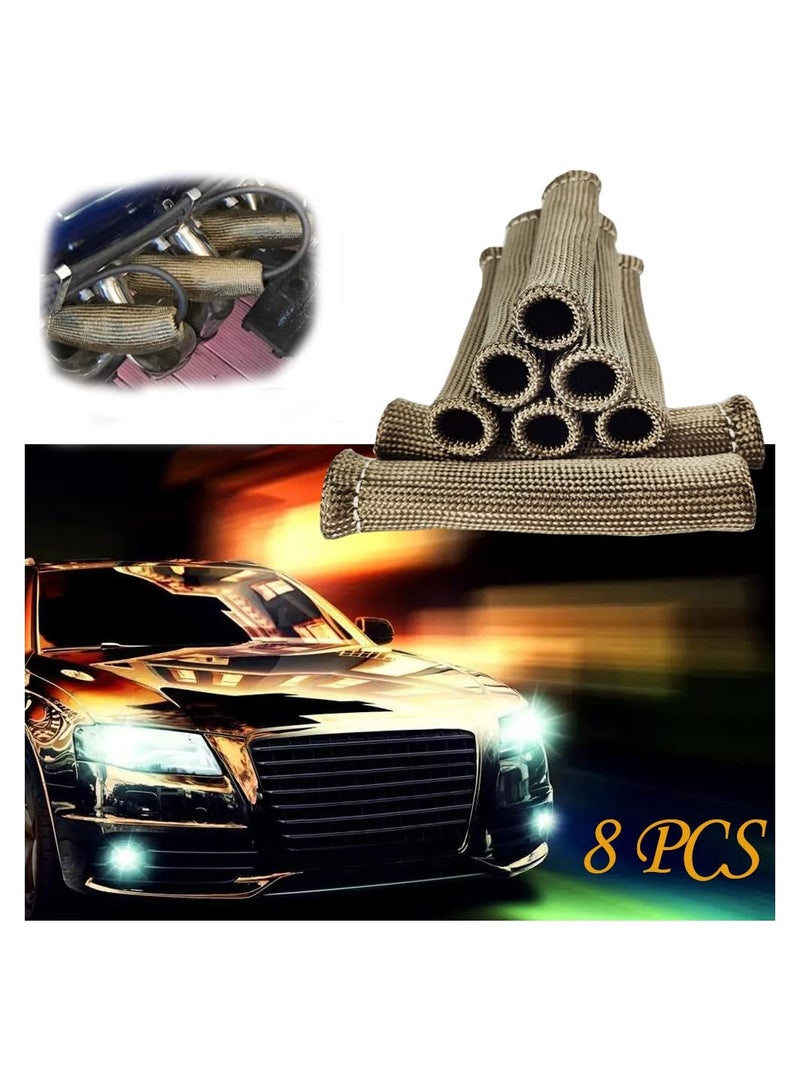 SOLARAE 8PCS Titanium Spark Plug Wire Boots Thermal Protection Insulator Sleeve 2500 Degree Heat shield Cover Wrap 6 inch for Car Truck Fit for SBC BBC 350 454 - Image 2