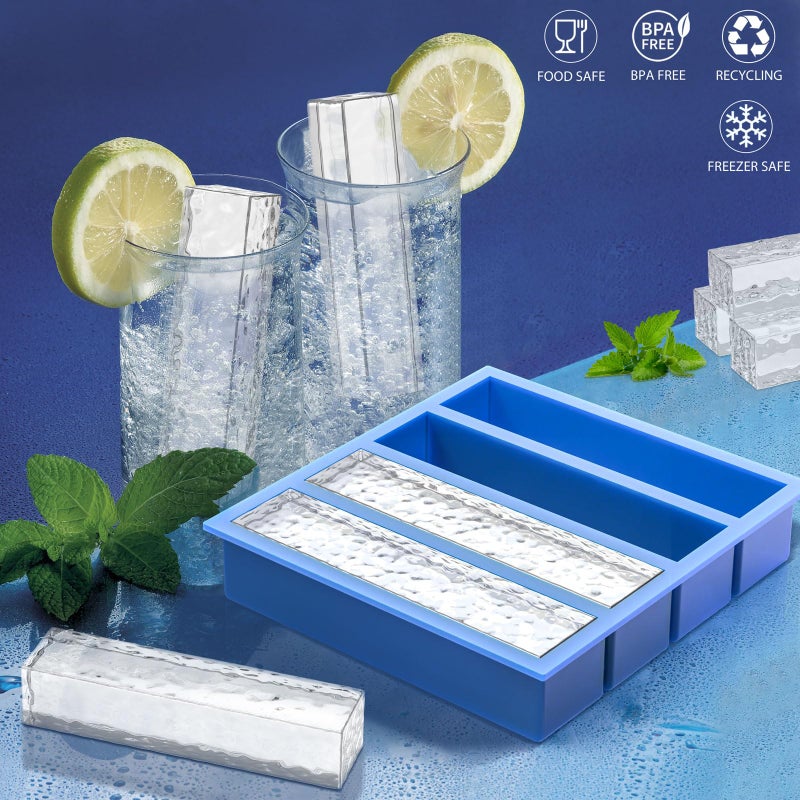 Moflekja Large Ice Cube Molds, Silicone Ice Cube Trays with Easy Release Ice Cubes for Whiskey, Butter Mold, Set of 2 Blue - Image 2