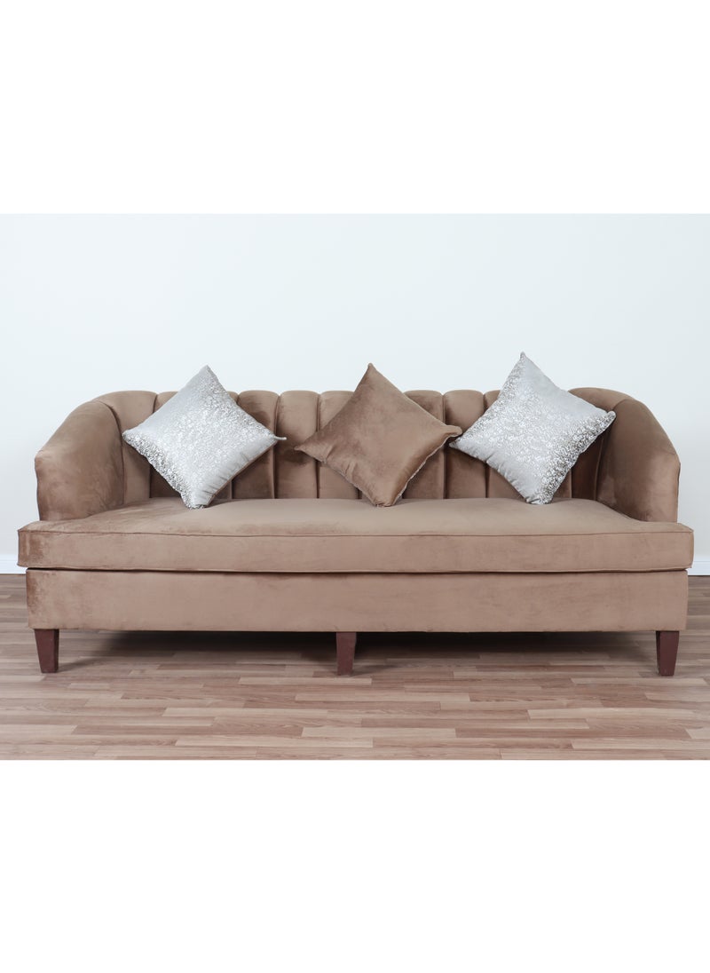 HOMEVEO - Elegant and comfortable living room set with luxurious design 4 pieces - 9 seats - 2 3-seater sofas - 2-seater sofas - 1 brown single chair 220x62x80 cm - Image 1