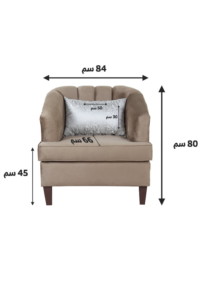 HOMEVEO - Elegant and comfortable living room set with luxurious design 4 pieces - 9 seats - 2 3-seater sofas - 2-seater sofas - 1 brown single chair 220x62x80 cm - Image 1