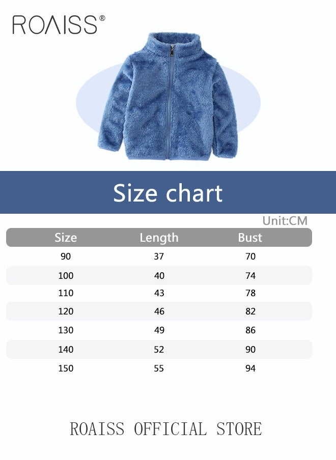roaiss - Children Soft and Skin Friendly Thermal Jacket Thick Coat with Moisture Wicking and Plush Double Sided Fleece Solid Color and Simple Design with Zip - Image 1