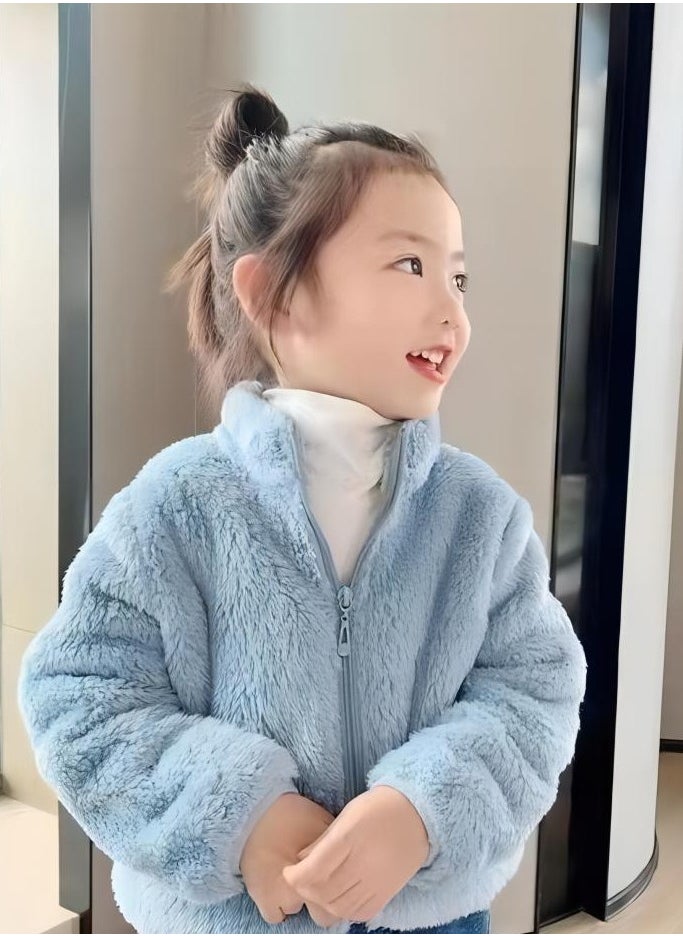 roaiss - Children Soft and Skin Friendly Thermal Jacket Thick Coat with Moisture Wicking and Plush Double Sided Fleece Solid Color and Simple Design with Zip - Image 1