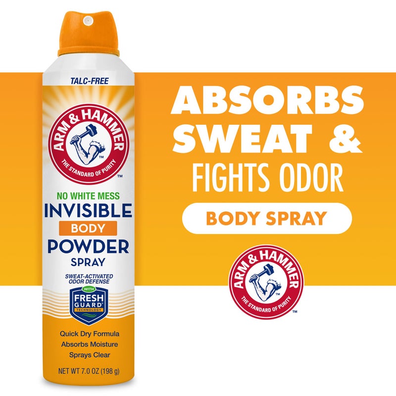Arm & Hammer Invisible Body Powder Spray, Clear Talc-Free Body Odor & Sweat Control for Men & Women, Spray Body Powder for Women and Men, Arm and Hammer Body Spray Powder, 7 Oz (1 Pack) - Image 2
