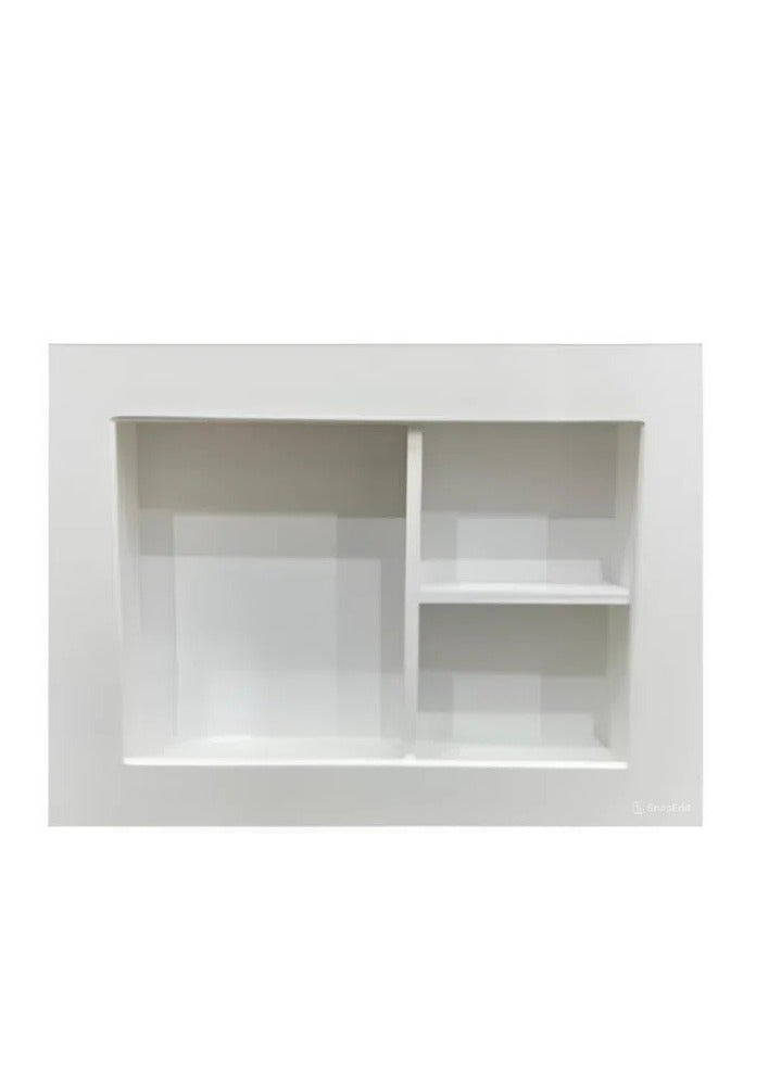 وود رف غطاء مكيف شباك لتغطية الحائط مصنوع من الخشب, لون أبيض - Image 1