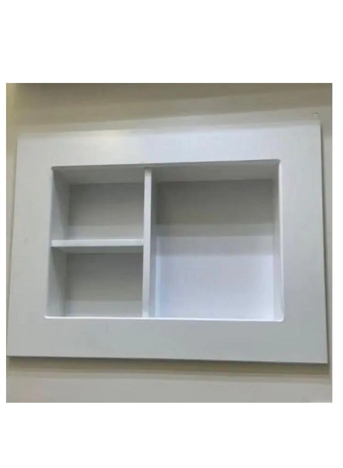 وود رف غطاء مكيف شباك لتغطية الحائط مصنوع من الخشب, لون أبيض - Image 2