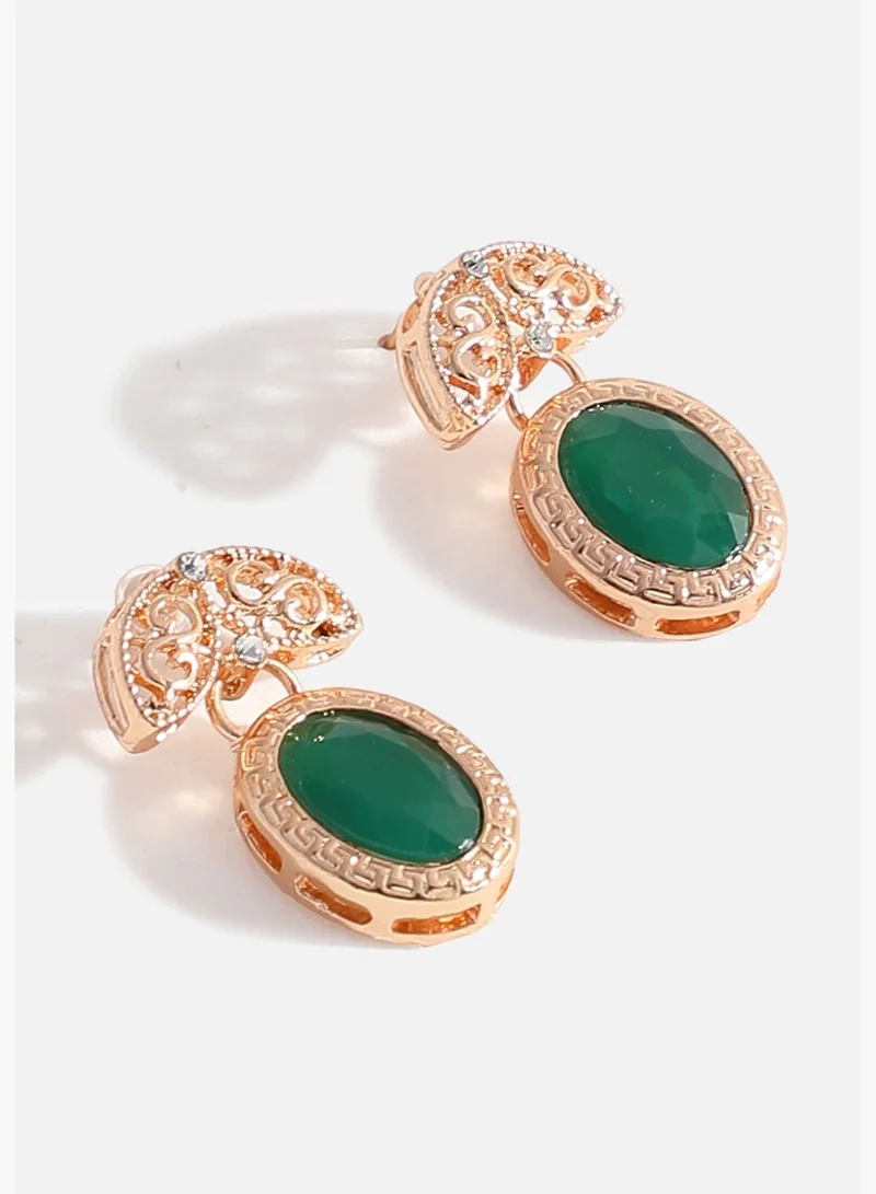 SOHI Gold Plated Designer Stone Necklace, Earring, Ring and Bracelet Set