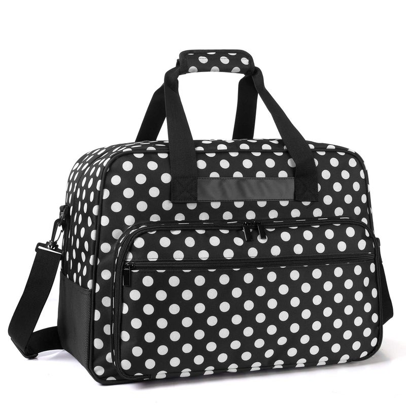 YARWO Yarwo Serger Carrying Case Universal Overlock Sewing Machine Tote Bag with AntiSlip Padded Bottom for Most Standard Overlocker Machine and Supplies Black Dots 
