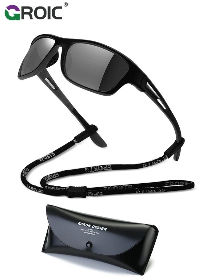 GROIC Sports Sunglasses Polarized Lenses, Cycling Sunglasses, Durable Ultra Light Cycling Glasses with Lanyard Case Glasses Case, Outdoor Sports Polarized Glasses, Windproof Sunglasses  - Image 1