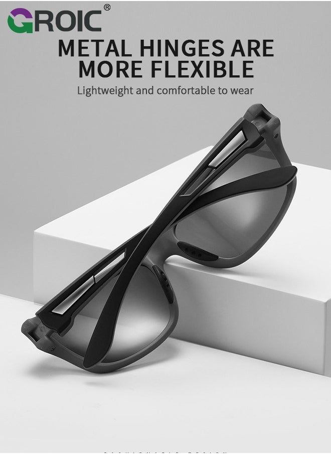 GROIC Sports Sunglasses Polarized Lenses, Cycling Sunglasses, Durable Ultra Light Cycling Glasses with Lanyard Case Glasses Case, Outdoor Sports Polarized Glasses, Windproof Sunglasses  - Image 4