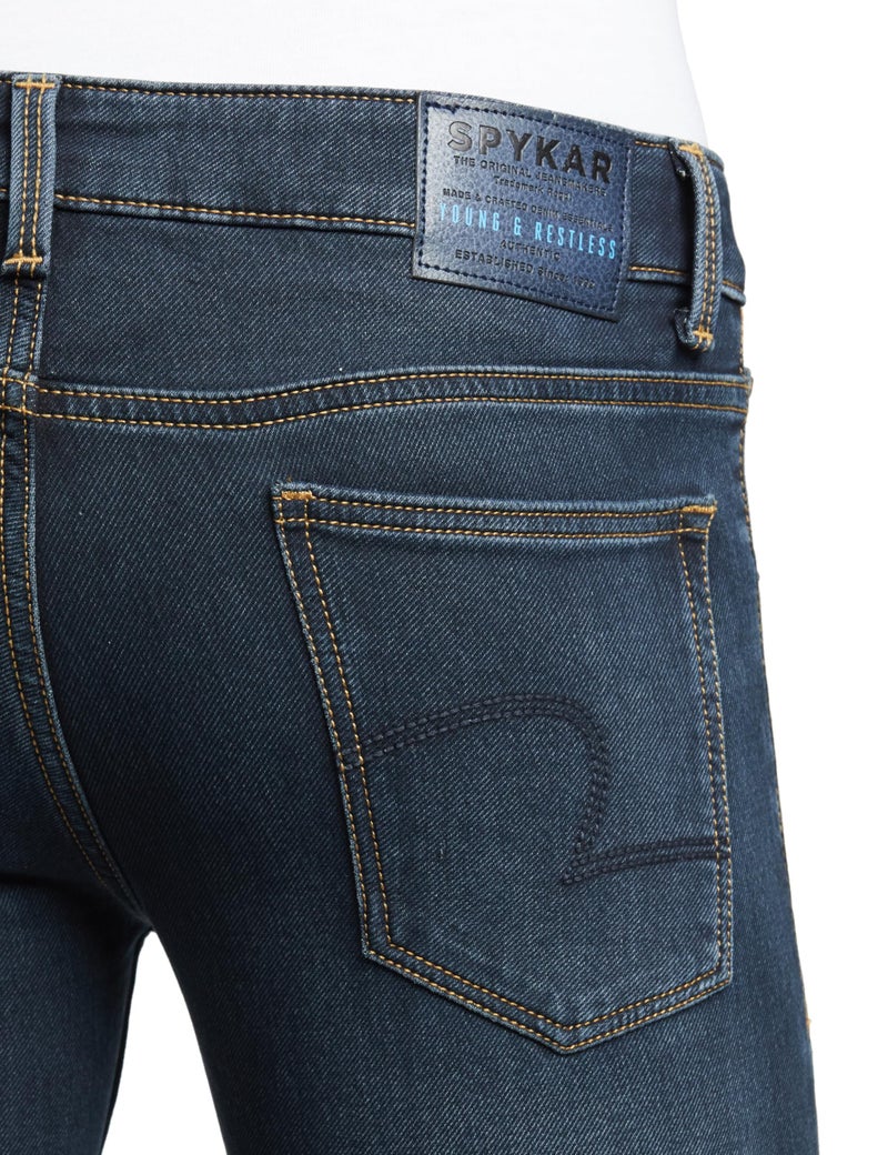 Spykar Men's Super Skinny Fit Low-Rise Casual Jeans Dark Blue - Image 3