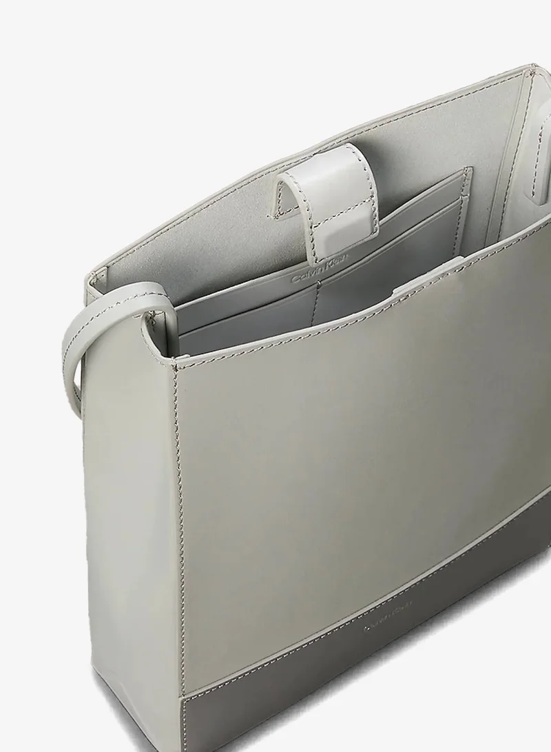 Calvin Klein Mirage Gray Leather Crossbody Tote Bag for Women | Best Price UAE
