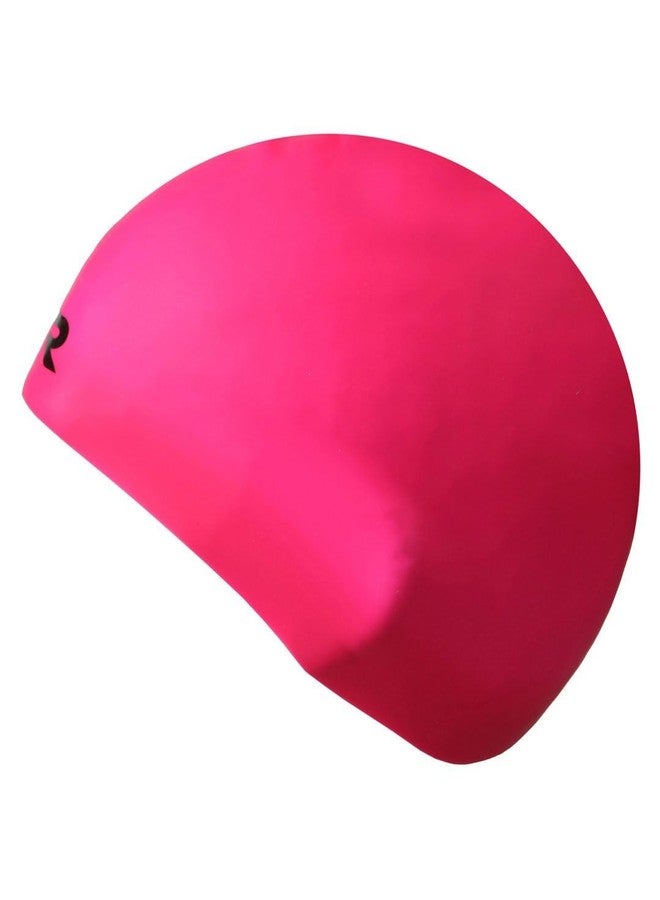TYR Long Hair Wrinkle Free Silicone Swim Cap (Fluro Pink) - Image 1