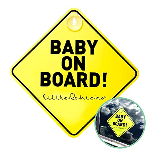 Little Chicks Baby on Board Car Sign Decal - Weather Resistant. Child Safety Awareness Warning Sticker with Suction Cups - Bright Yellow Color - Model CK094 - Image 5
