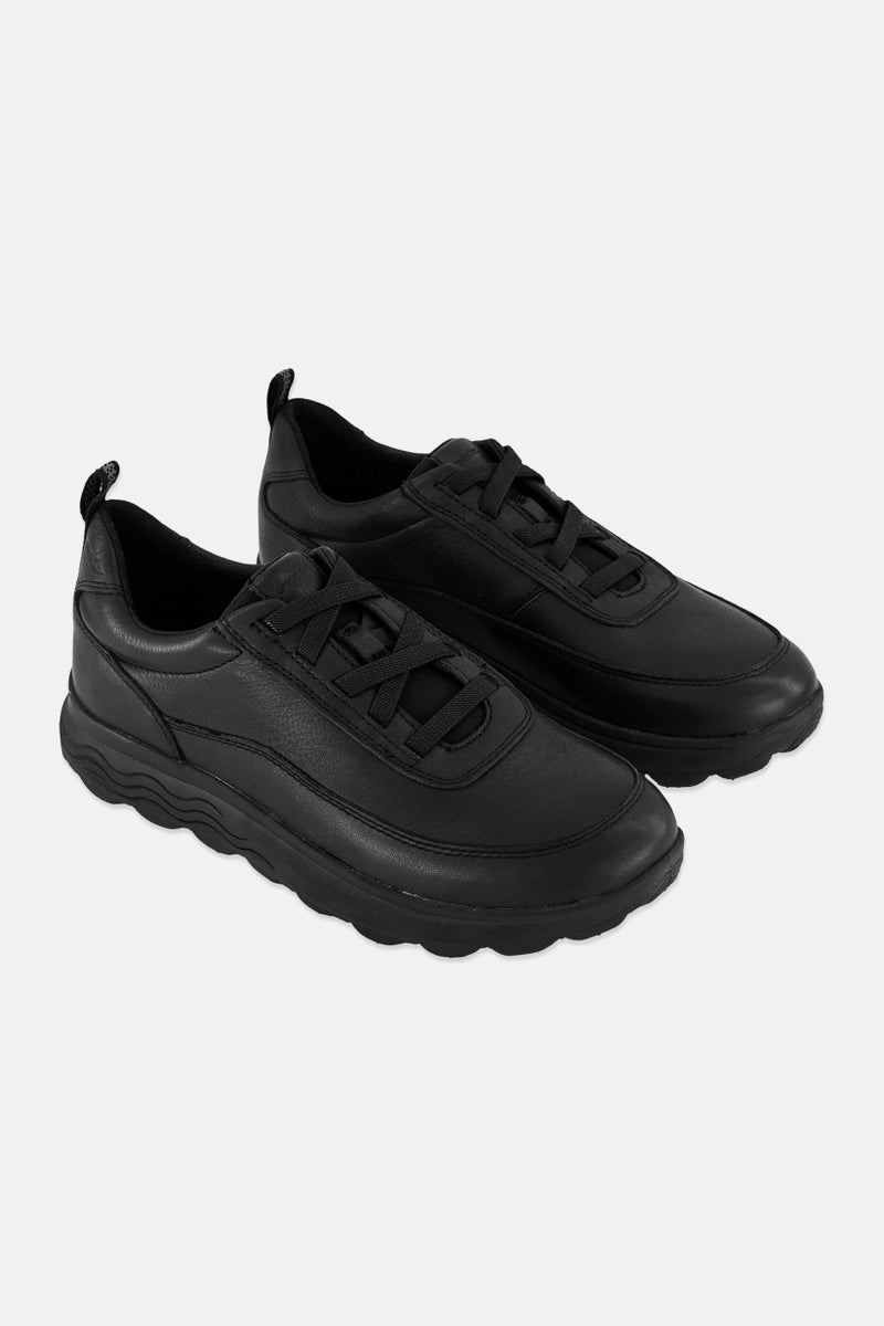 GEOX Men U Spherica Tumbled Lace Up Casual Shoes, Black  - Image 1