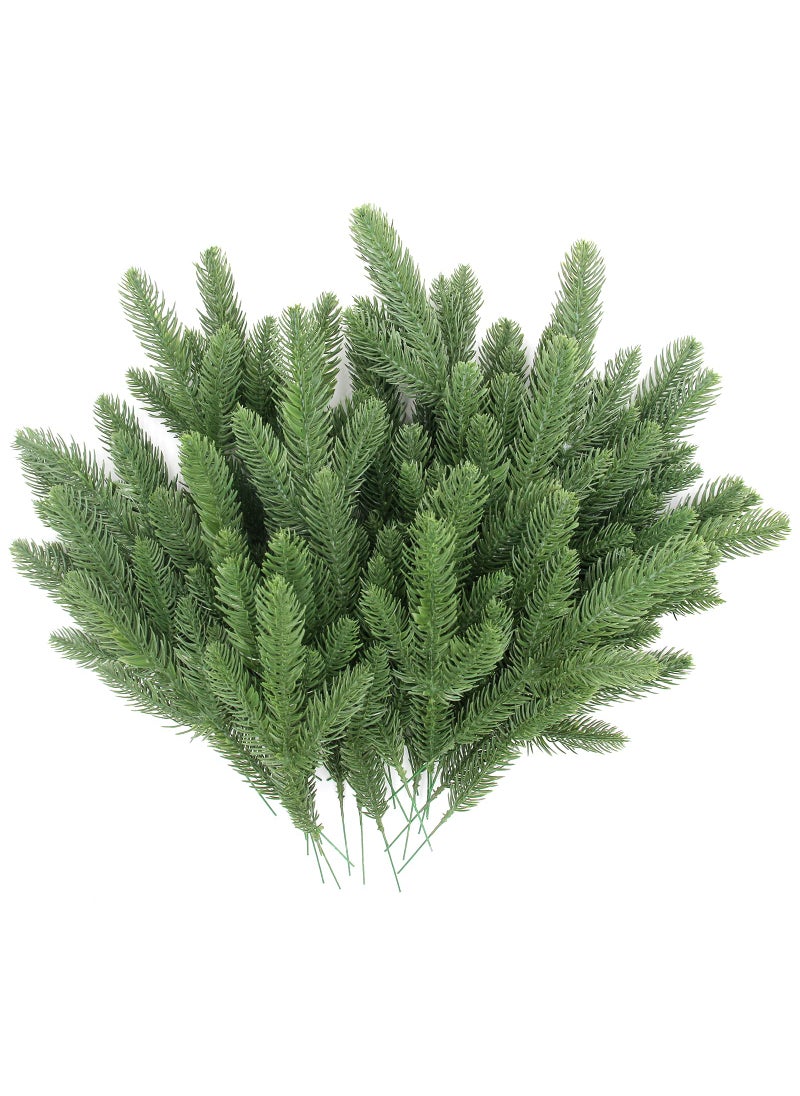 Hananona Hananona 50 Pcs Artificial Pine Branches Green Plants Pine Needles DIY Accessories for Garland Wreath Christmas and Home Garden Decor 50 Green 