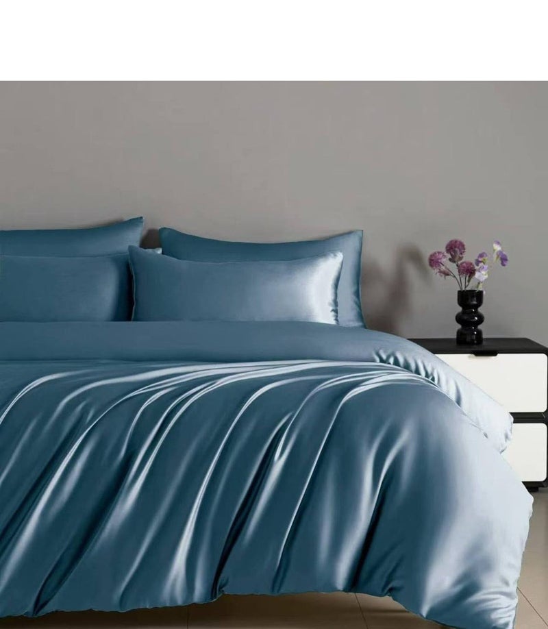 6 Piece 100% Silk King Size Bedsheet Set 6 Pcs, Luxury  Bedding Set with Duvet Cover, Fitted Sheet & Pillowcases