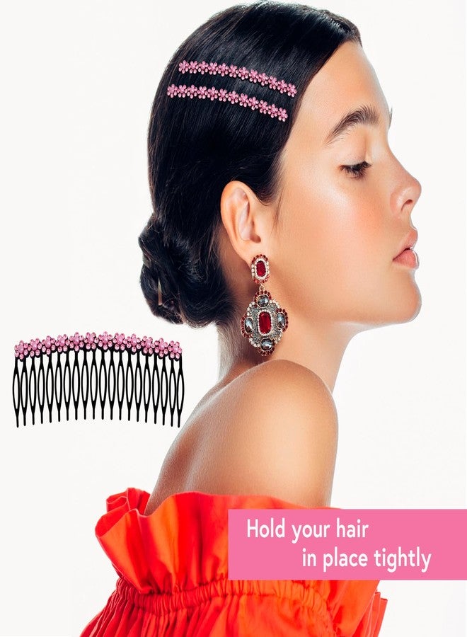 MaryLavender MARY LAVENDER Metal Side Hair Comb with Rhinestone and Pearls for French Twist Bangs Hair Pin Clips Hair Accessories Decorative Comb for Women Kids Girls 4pcs - Image 2