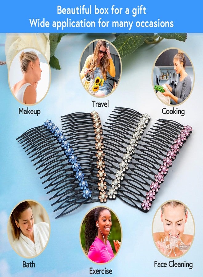 MaryLavender MARY LAVENDER Metal Side Hair Comb with Rhinestone and Pearls for French Twist Bangs Hair Pin Clips Hair Accessories Decorative Comb for Women Kids Girls 4pcs - Image 5