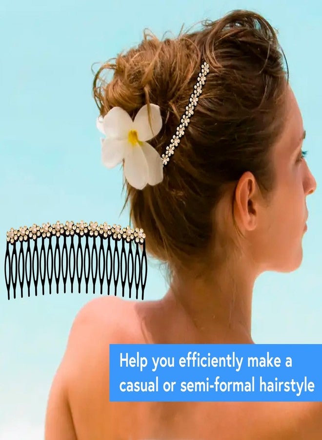 MaryLavender MARY LAVENDER Metal Side Hair Comb with Rhinestone and Pearls for French Twist Bangs Hair Pin Clips Hair Accessories Decorative Comb for Women Kids Girls 4pcs - Image 3