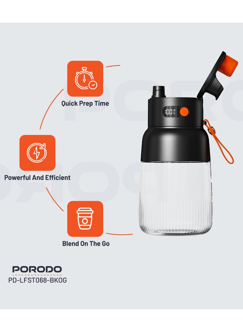 Portable Blender 1L with LED Display / 12 Stainless Steel Blades / Blend and Sip / Quick Prep Time / Blend on the Go - Black/Orange - pzsku/Z0A848983AF4BF34C739AZ/45/_/1731484731/d5c8ccc6-1ed1-4375-acd3-e2bae46e3e92