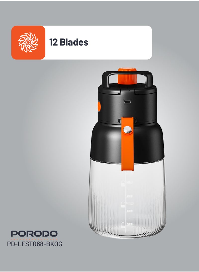 Portable Blender 1L with LED Display / 12 Stainless Steel Blades / Blend and Sip / Quick Prep Time / Blend on the Go - Black/Orange - pzsku/Z0A848983AF4BF34C739AZ/45/_/1731484738/ed240366-163b-4f6e-975c-65edc8f249b0