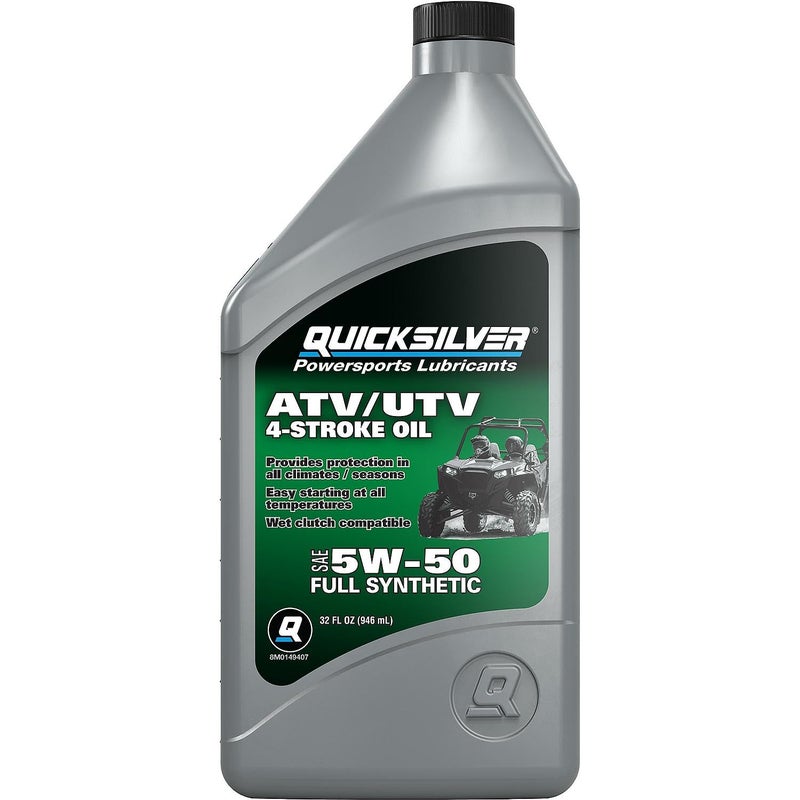 Quicksilver 5W-50 Full Synthetic 4-Stroke ATV, UTV Engine Oil, 1 Quart - Image 1