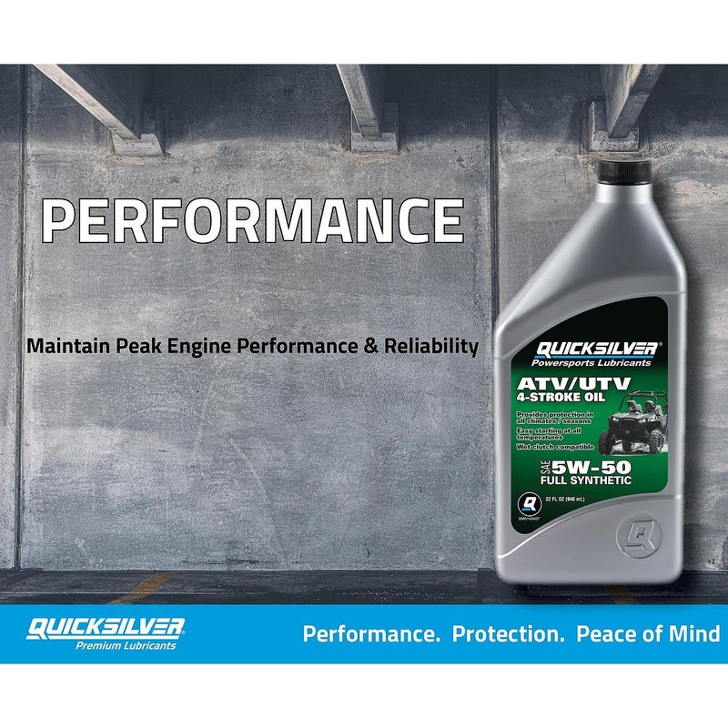 Quicksilver 5W-50 Full Synthetic 4-Stroke ATV, UTV Engine Oil, 1 Quart - Image 2