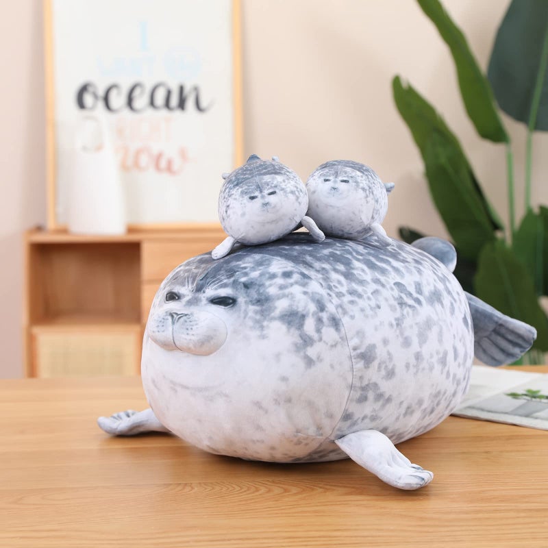 SQEQE Chubby Seal Pillow Plush with 4 Baby Seal Plushies in her Tummy, Stuffed Cotton Plush Animal Toy Gift for Kids - Image 3