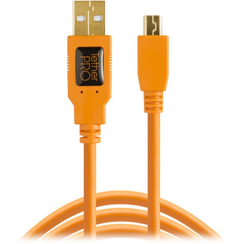 TETHER TOOLS Tether Pro USB 2.0 Male to Mini-B 5 pin, 15', Hi-Visibility Orange - Image 2
