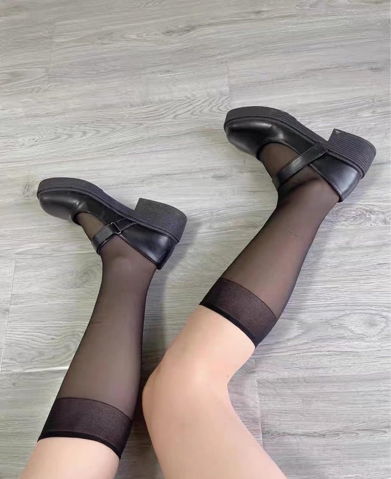 WMM Women Sheer Knee High Stockings 20 Denier (3PCS One Size, Black) - Image 3