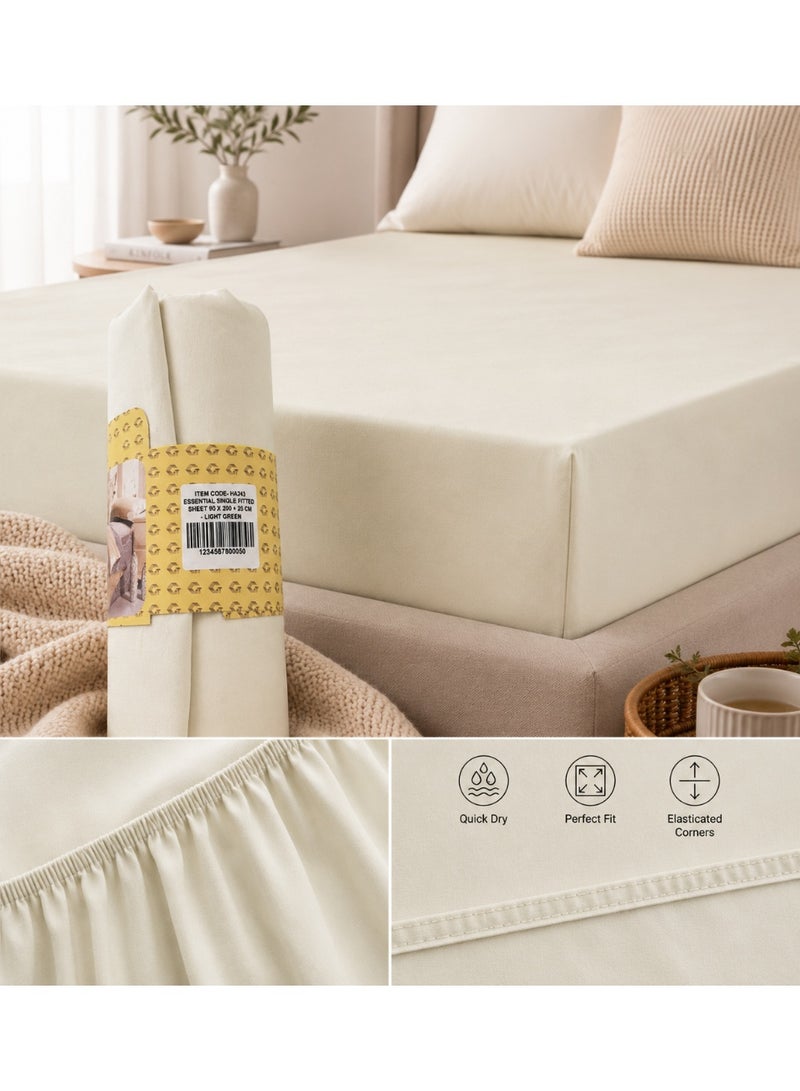 Home auraa 1-Piece Essential Microfiber Fitted Sheet Solid, SIngle (90 x 200 + 25 cm),Design Soft Fabric Deep Pocket Elastic Edge Bed Linen - Image 3