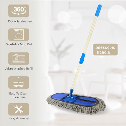 Simba Wet and Dry Cotton Pad Floor Mop 67x14x5 (18-Inch) Colour May Vary - Image 4