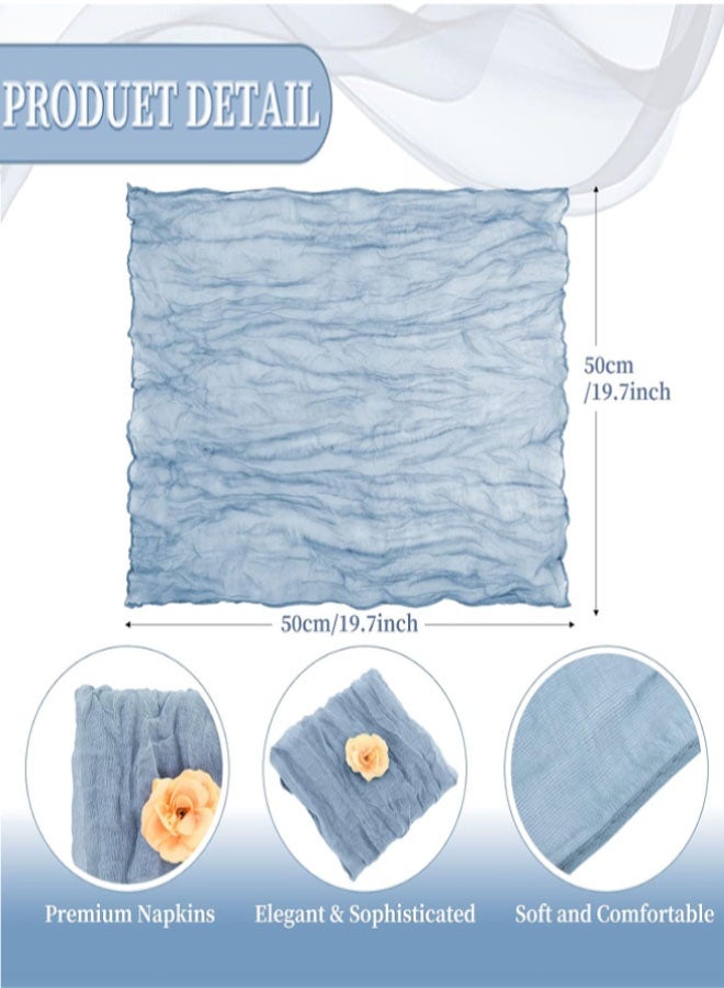 4Pcs Gauze Cheesecloth Napkins, 50 x 50cm Decorative Table Napkins, Boho Gauze Cheese Cloth Napkins Rustic Dinner Table Decor for Wedding, Reception, Dining Table Decorations, Birthday(Blue) - Image 2