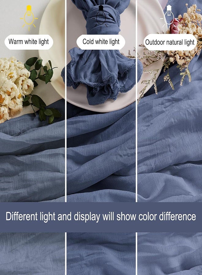 4Pcs Gauze Cheesecloth Napkins, 50 x 50cm Decorative Table Napkins, Boho Gauze Cheese Cloth Napkins Rustic Dinner Table Decor for Wedding, Reception, Dining Table Decorations, Birthday(Blue) - Image 3