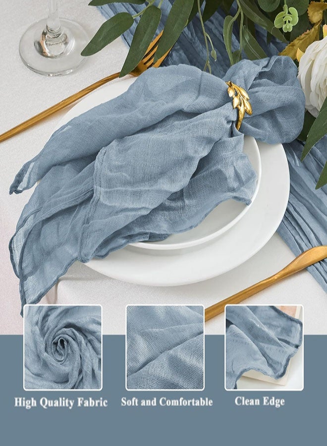 4Pcs Gauze Cheesecloth Napkins, 50 x 50cm Decorative Table Napkins, Boho Gauze Cheese Cloth Napkins Rustic Dinner Table Decor for Wedding, Reception, Dining Table Decorations, Birthday(Blue) - Image 4