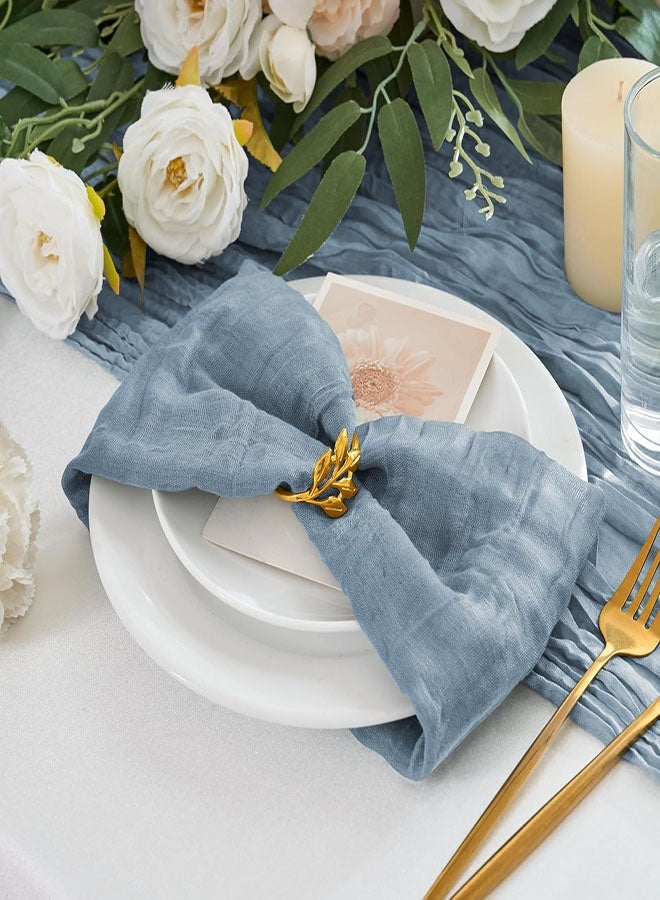 4Pcs Gauze Cheesecloth Napkins, 50 x 50cm Decorative Table Napkins, Boho Gauze Cheese Cloth Napkins Rustic Dinner Table Decor for Wedding, Reception, Dining Table Decorations, Birthday(Blue) - Image 5