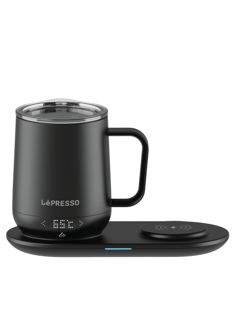 LePRESSO Smart Heating Mug 355ml with Wireless Charging Base / Temperature Control / Overheating Protection / Leak-Proof Design / Real-Time Display / Touch Controls Durable Mug - Black  - Image 1