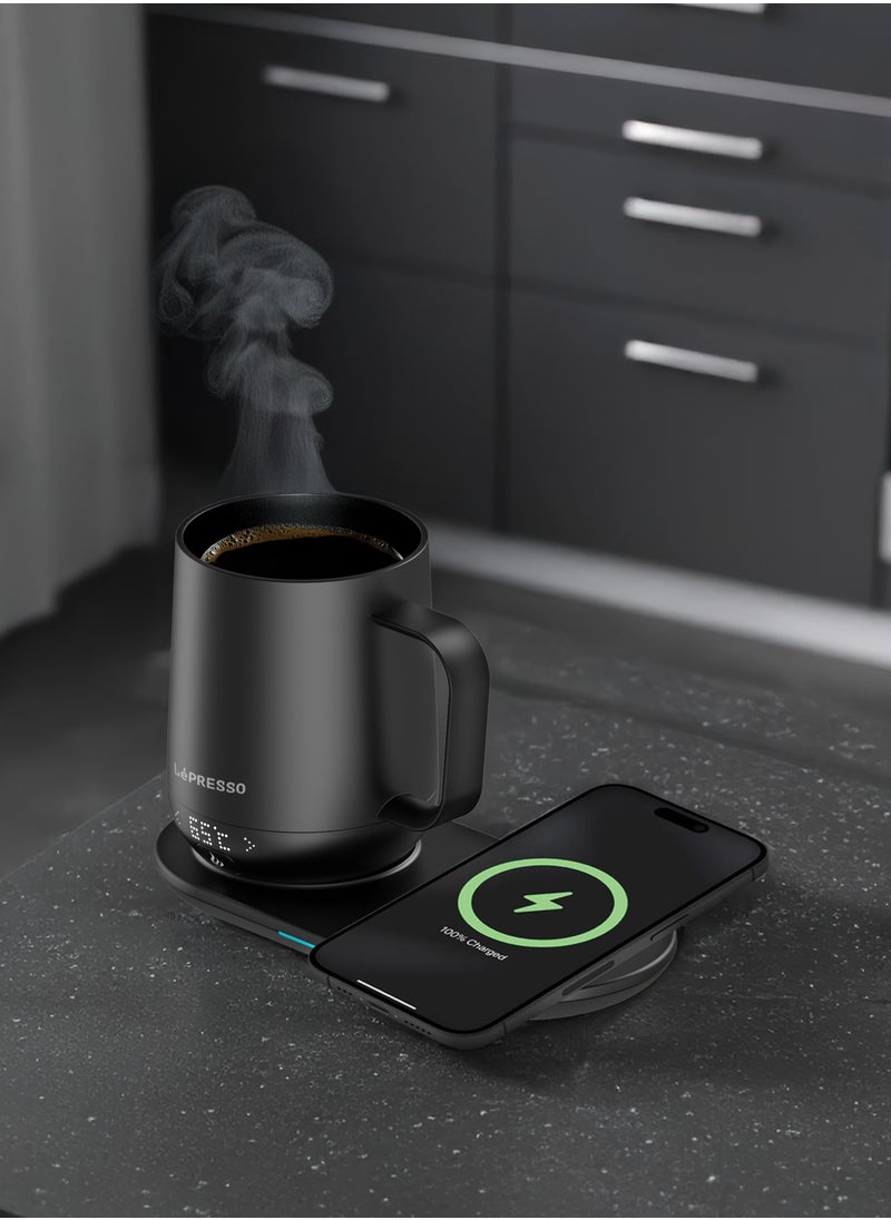 LePRESSO Smart Heating Mug 355ml with Wireless Charging Base / Temperature Control / Overheating Protection / Leak-Proof Design / Real-Time Display / Touch Controls Durable Mug - Black  - Image 2