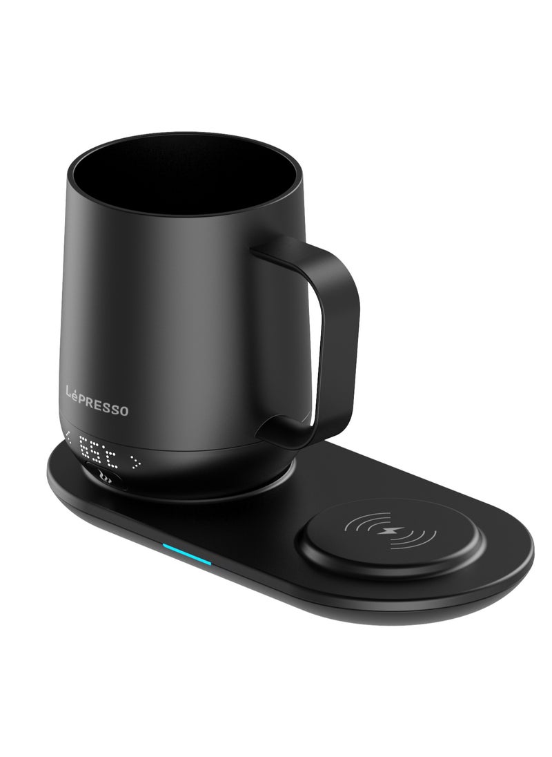 LePRESSO Smart Heating Mug 355ml with Wireless Charging Base / Temperature Control / Overheating Protection / Leak-Proof Design / Real-Time Display / Touch Controls Durable Mug - Black  - Image 4