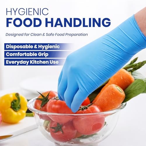 C-Cure Nitrile Hand Gloves Blue | Powder Free Examination Gloves | Disposable Gloves Medium Pack of 50PCS | Multi-Purpose For Kitchen, Cleaning, General Use | Unisex Hand Gloves - Image 3
