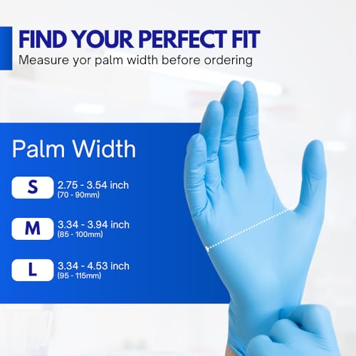 C-Cure Nitrile Hand Gloves Blue | Powder Free Examination Gloves | Disposable Gloves Medium Pack of 50PCS | Multi-Purpose For Kitchen, Cleaning, General Use | Unisex Hand Gloves - Image 2