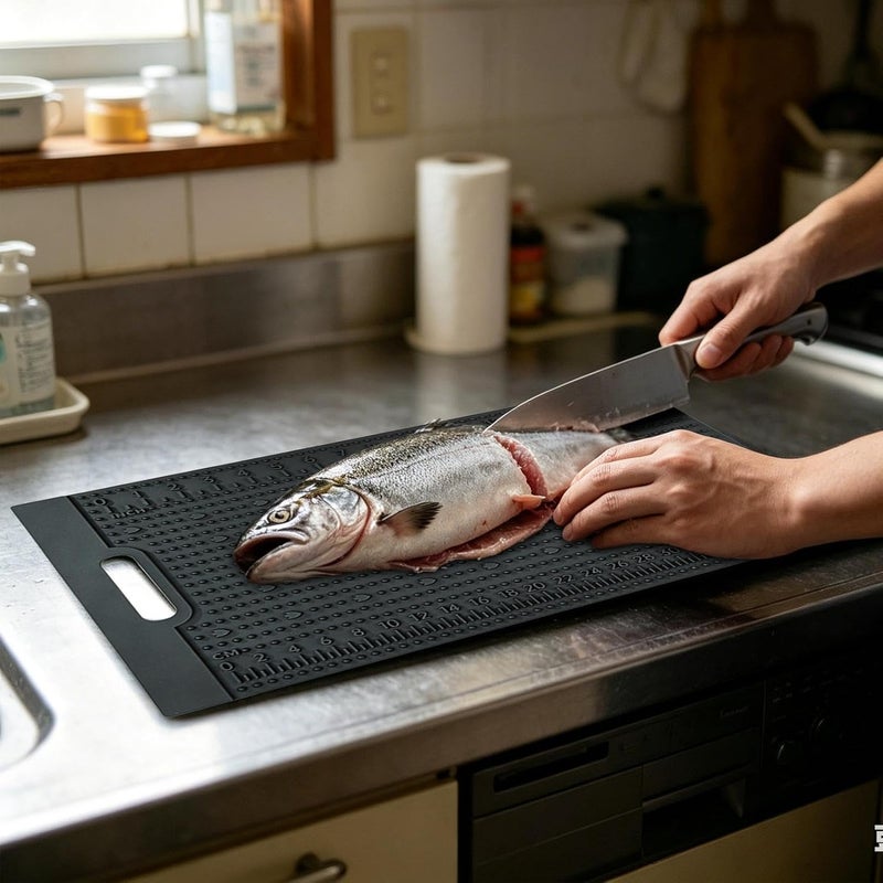 Non Slip Fish Filleting Mat | Filleting Pad with Measuring Scale - Kitchen Drainer Mat | Fisherman Chefs Chefs Barbecue Camping Kitchen Shore Surfing - Image 3