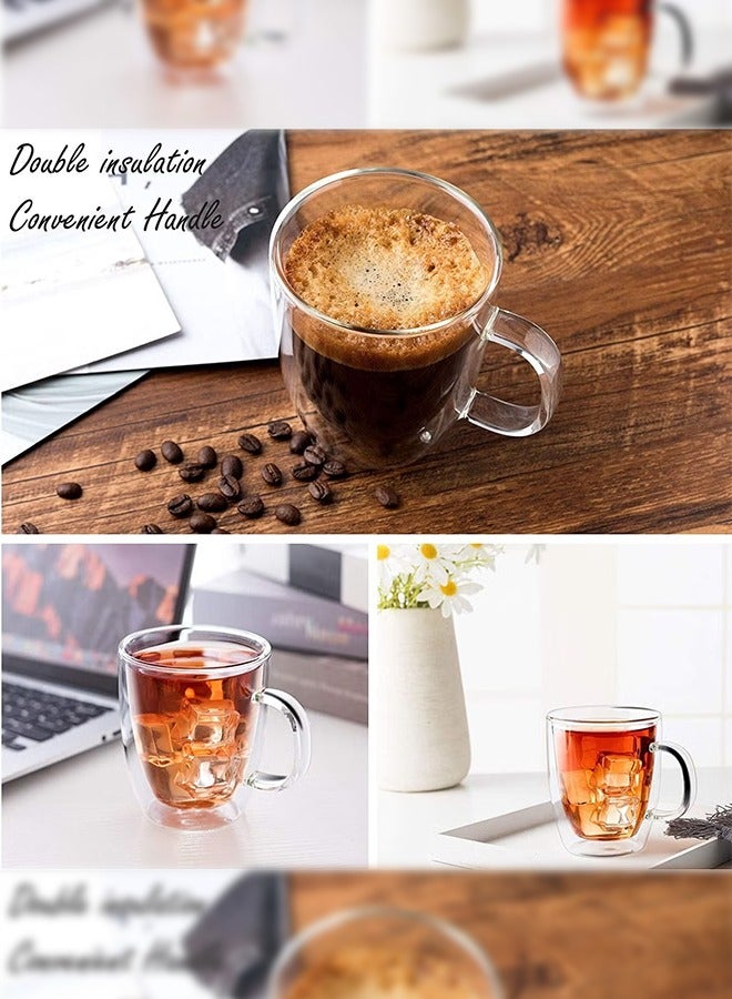 هايدو 2 كوب كوب زجاجي مزدوج الجدار مع كوب إسبرسو نظيف مقاوم للحرارة كوب شاي 350ML  - Image 2