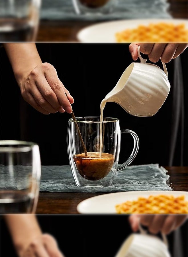 هايدو 2 كوب كوب زجاجي مزدوج الجدار مع كوب إسبرسو نظيف مقاوم للحرارة كوب شاي 350ML  - Image 4