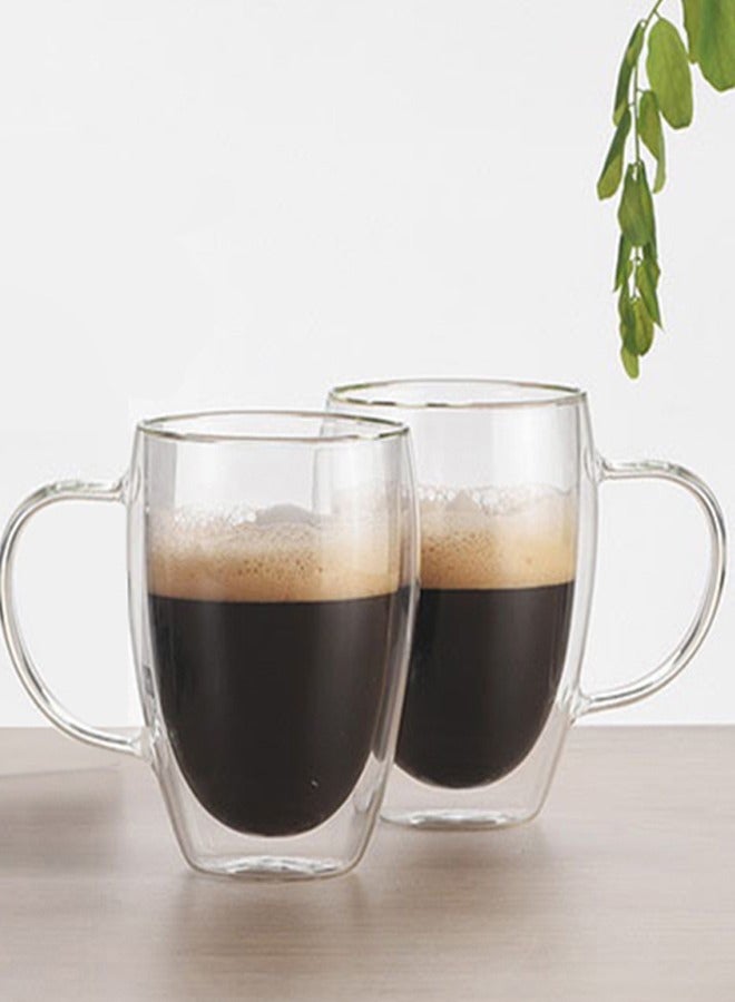 هايدو 2 كوب كوب زجاجي مزدوج الجدار مع كوب إسبرسو نظيف مقاوم للحرارة كوب شاي 350ML  - Image 1