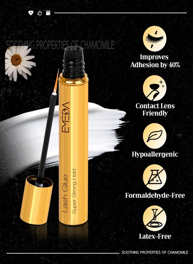 EMEDA Lash Eyelash Glue Adhesive Waterproof - Chamomile Super Strong Hold Latex Free Hypoallergenic Formaldehyde-Free Strip Eyelash Adhesive 5ml 0.17fl.oz Clear Lash Glue by EMEDA - Image 3