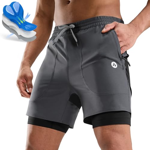 Nepest Mens Mountain Bike Shorts 3D Padded MTB Shorts Loosefit Bicycle Biking Biker Baggy Cycling Pants with Zipper Pockets Dark GreyL - Image 1